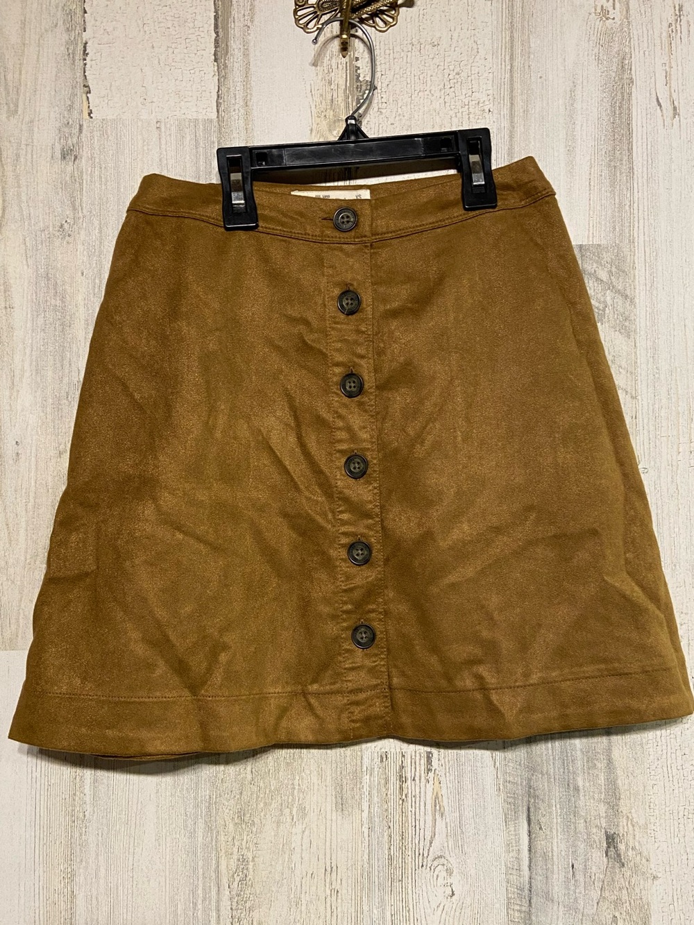 Abercrombie & Fitch Brown Button Faux Suede Mini Skirt XS